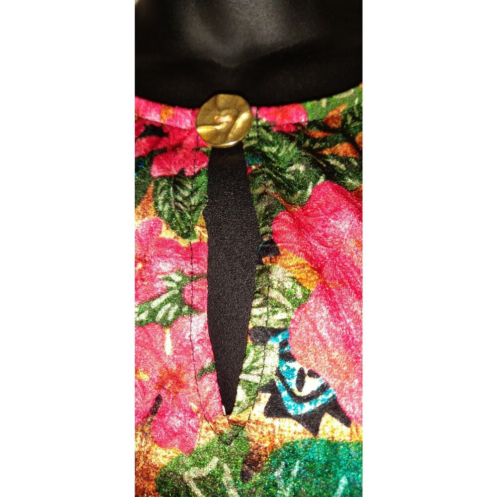 Vintage Athena Swimsuit Sz 8 Tropical Hawaiian Floral Keyhole Front USA - Picture 4 of 16